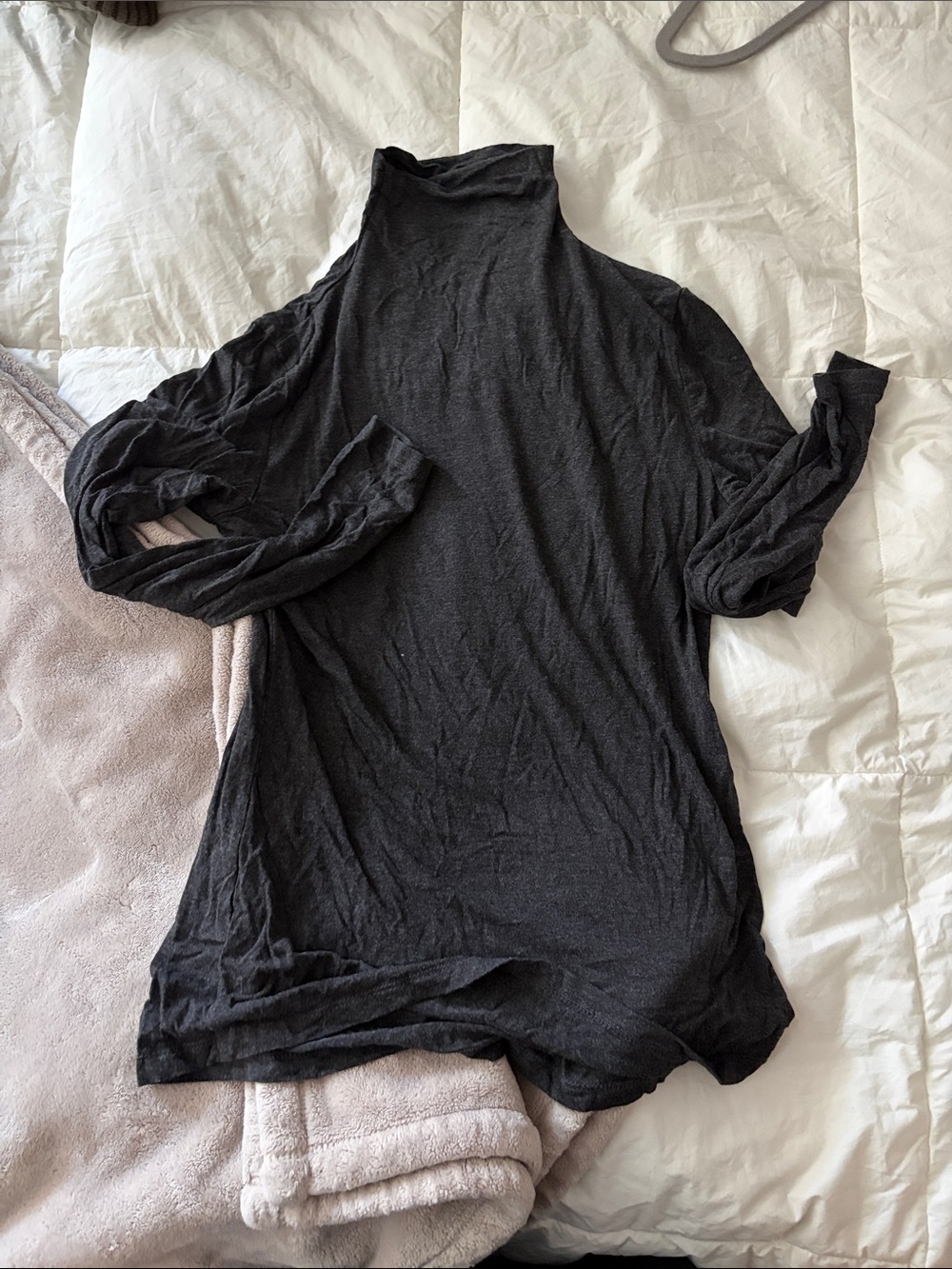 Black Mock Neck Long Sleeve Tunic Top